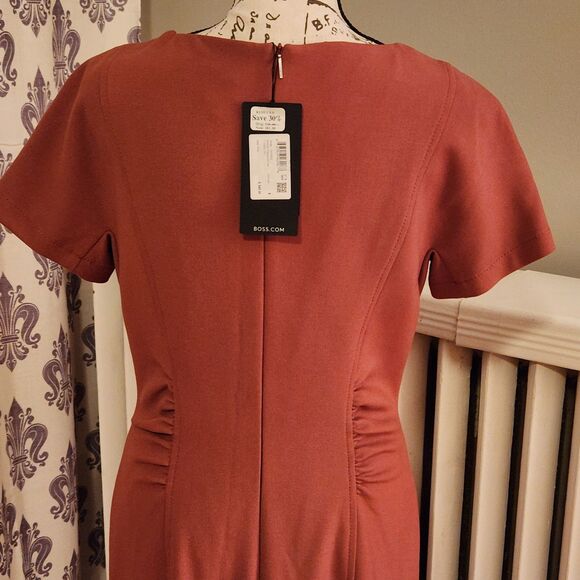 NWT Boss Hugo Boss Dakela Sheath Dress, S/S, Pencil Skirt, Rosewood/Mauve, Sz 8 - Picture 5 of 16